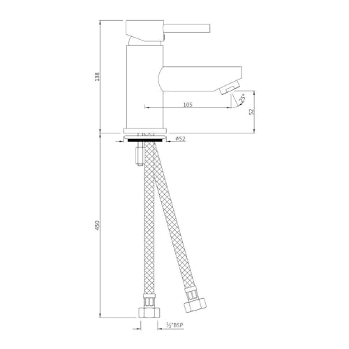 JAQUAR Florentine Series Table Mounted Regular HOT and Cold Basin Mixer/TAP (Chrome) | TOP Lever, Brass Body Water Tap/Faucet/Cock for Bathroom | FLP-CHR-5001BPM - Image 4