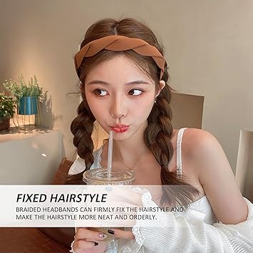 JTMKYO 4 Pieces Of Headbands Wide Velvet Headbands Braided Headbands Forehead Bands For Girls Scrunchies For Women Fabric Headbands Wide Braided Headbands - Image 4