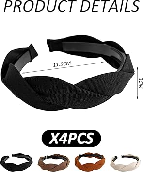 JTMKYO 4 Pieces Of Headbands Wide Velvet Headbands Braided Headbands Forehead Bands For Girls Scrunchies For Women Fabric Headbands Wide Braided Headbands - Image 2