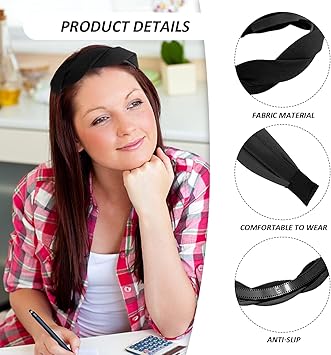 JTMKYO 4 Pieces Of Headbands Wide Velvet Headbands Braided Headbands Forehead Bands For Girls Scrunchies For Women Fabric Headbands Wide Braided Headbands - Image 3