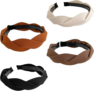 JTMKYO 4 Pieces Of Headbands Wide Velvet Headbands Braided Headbands Forehead Bands For Girls Scrunchies For Women Fabric Headbands Wide Braided Headbands - Image 1