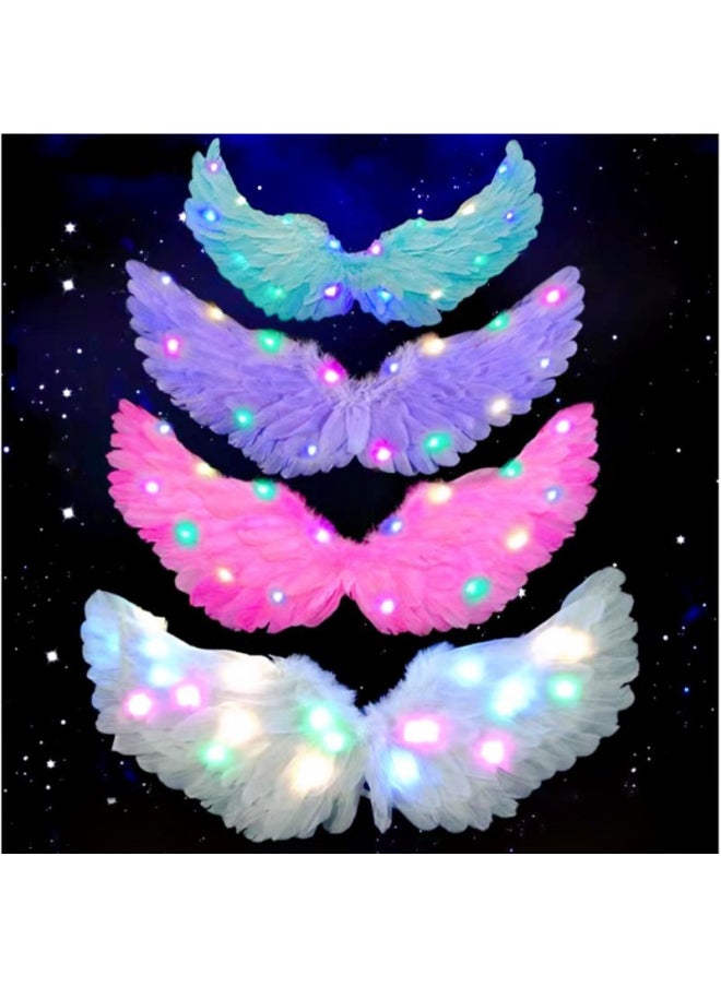 Glowing Feather Wings Angel Wings Children's Day Stage Performance Fairy Princess Photography Props Girls Light Up Toy-Color:Unglowing Angel Wings Purple  - Image 2