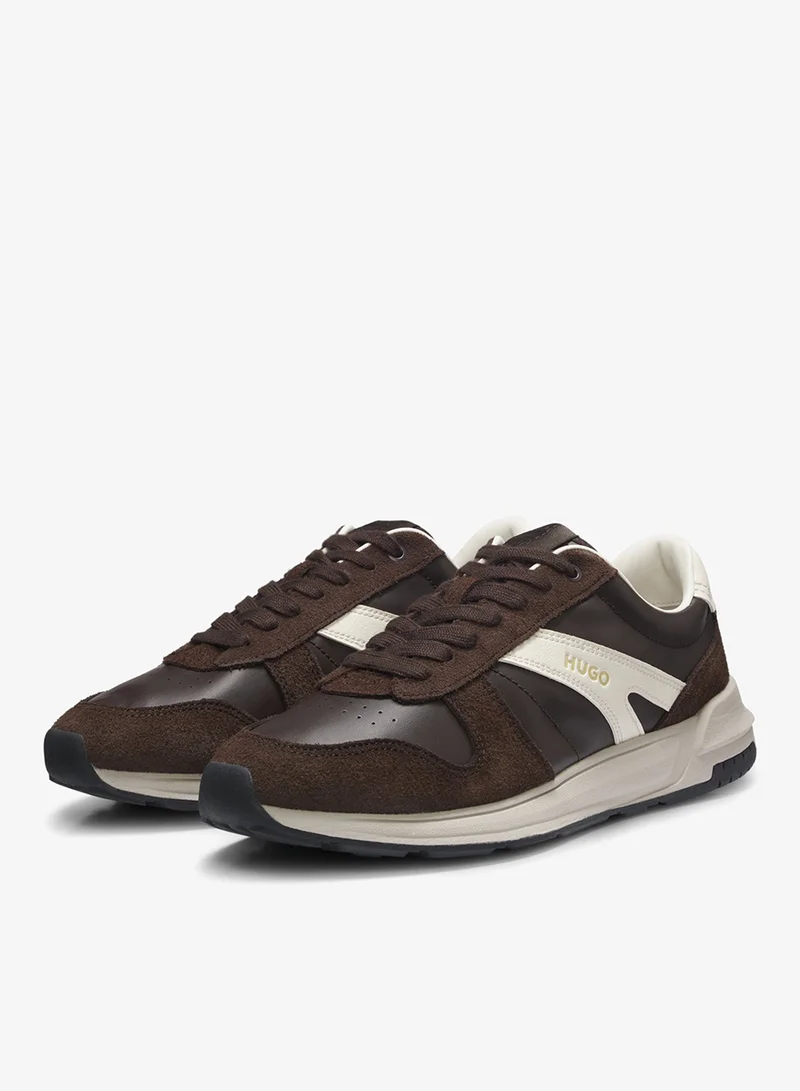 Suede sneakers with gold-tone foiled logo