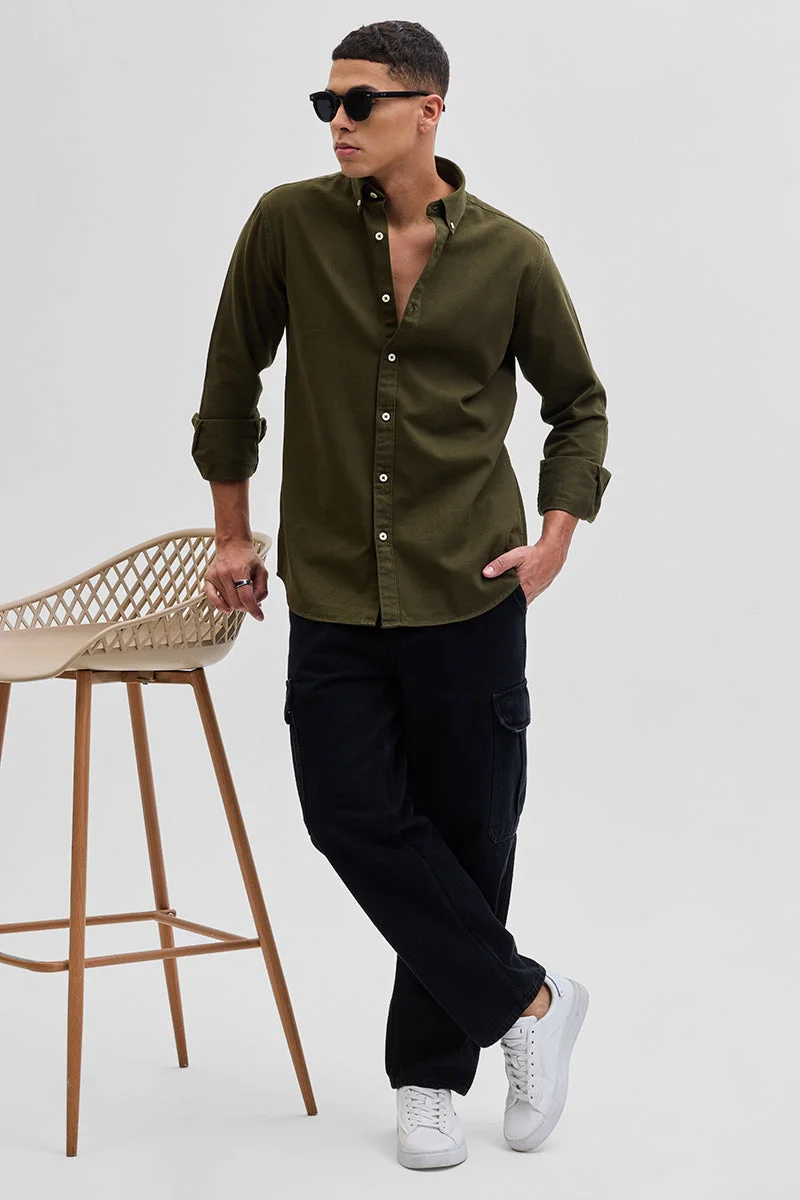 SNITCH Olive Solid Twill Shirt