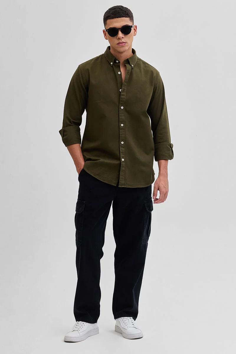 SNITCH Olive Solid Twill Shirt