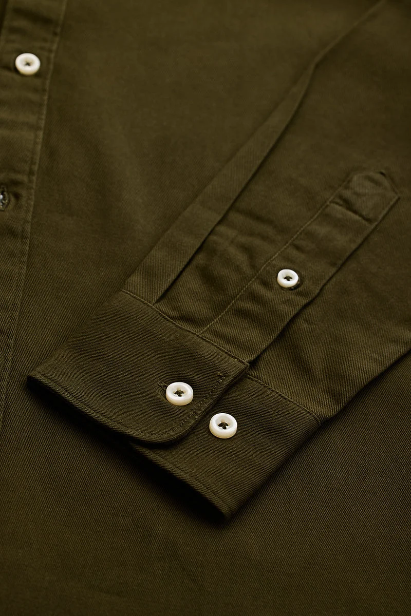 SNITCH Olive Solid Twill Shirt