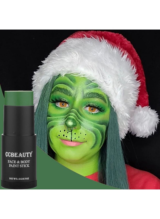 CCbeauty - CCBeauty Witch Green Face Body Paint Stick, St. Patrick's Day Grease Dark Green Eye Black Sticks for Sports, Hypoallergenic Camo Hulk Hunting FacePaint Makeup Halloween Cosplay Costume Party - Image 1