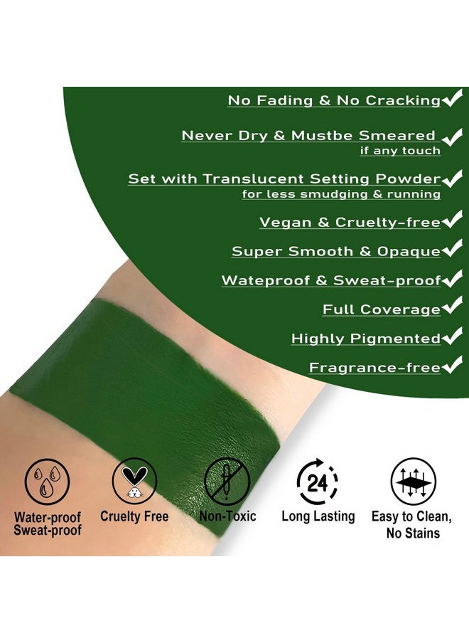 CCbeauty - CCBeauty Witch Green Face Body Paint Stick, St. Patrick's Day Grease Dark Green Eye Black Sticks for Sports, Hypoallergenic Camo Hulk Hunting FacePaint Makeup Halloween Cosplay Costume Party - Image 1