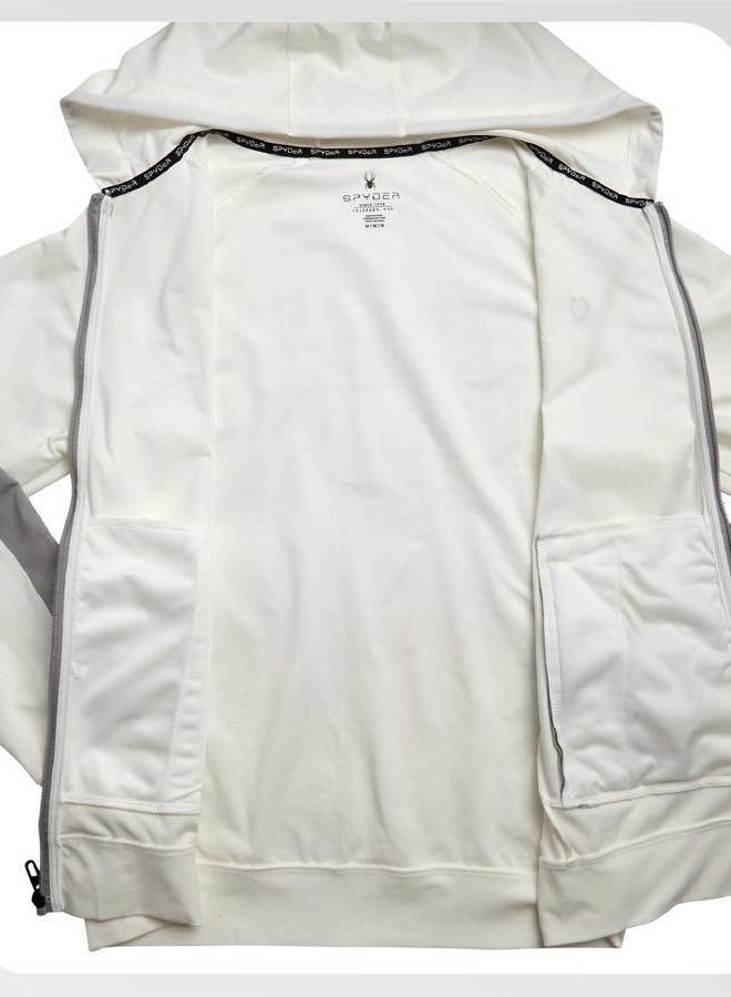 Spyder Mens Zip up Hoodie - Athletic Tech Double Knit Full Zip Gym & Workout Hoodies for Men with Side Pockets, White, S - Image 5