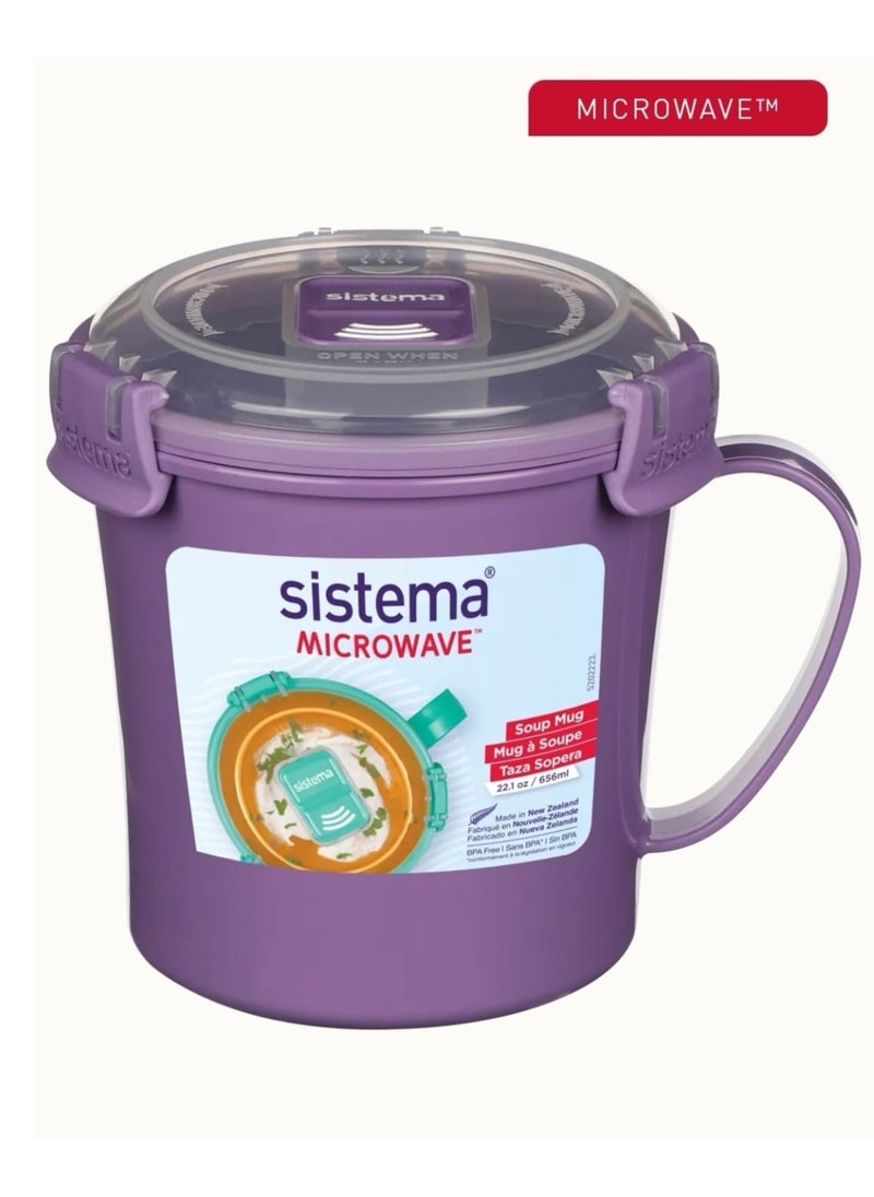 sistema Sistema Microwave Soup Mug  656 Ml - Multi Colour(Misty Purple-Ocean Blue-Minty Teal)  - Image 2