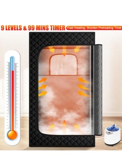 GRKC Portable Steam Sauna Box Kit for Home, Sauna Tent with 2.6L Steamer, Remote Control, Folding Chair, 9 Levels Adjustable, 80 x 80 x 180cm  - Image 3