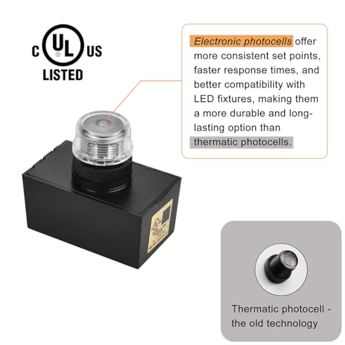J.LUMI ج.لومي YCA1030 وحدة تحكم ضوء العين المثبتة مع مستشعر ضوء فوتوسيل، مستشعر فوتوسيل، مستشعر خارجي من الغسق إلى الفجر، فوتوسيل للأضواء الخارجية، مدرج في UL - Image 4