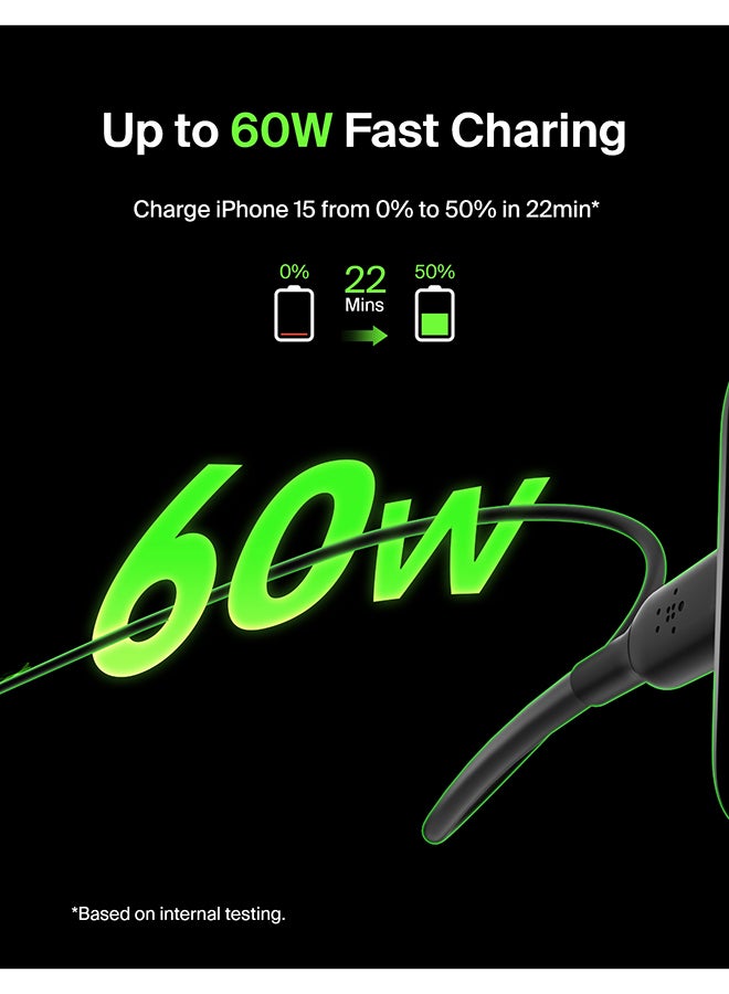 belkin BoostCharge USB-C To USB-C Fast Charger Cable For iPhone 17, Samsung Galaxy S26, S25, Google Pixel, iPad, MacBook, Nintendo Switch And More - 2M Black Black - Image 2