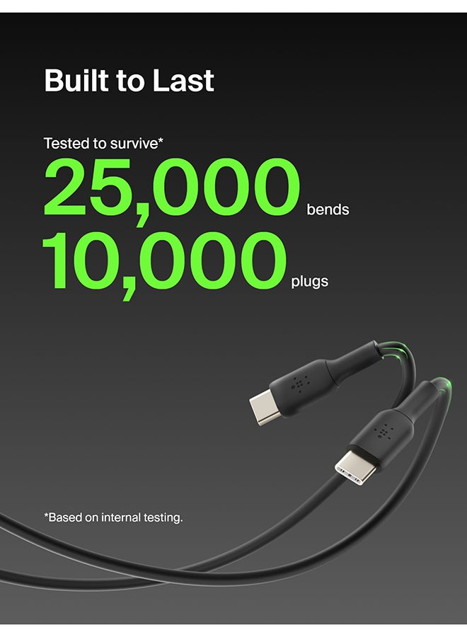 belkin BoostCharge USB-C To USB-C Fast Charger Cable For iPhone 17, Samsung Galaxy S26, S25, Google Pixel, iPad, MacBook, Nintendo Switch And More - 2M Black Black - Image 3