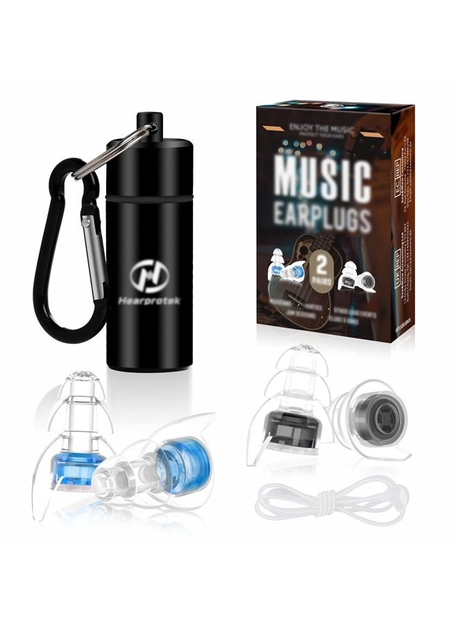 Hearprotek 2 Pairs High Fidelity Concert Ear Plugs, Silicone Reusable Noise Reduction Musicians Earplugs, Hearing Protection for Loud Music, Concerts - 23dB And 26dB  - Image 1