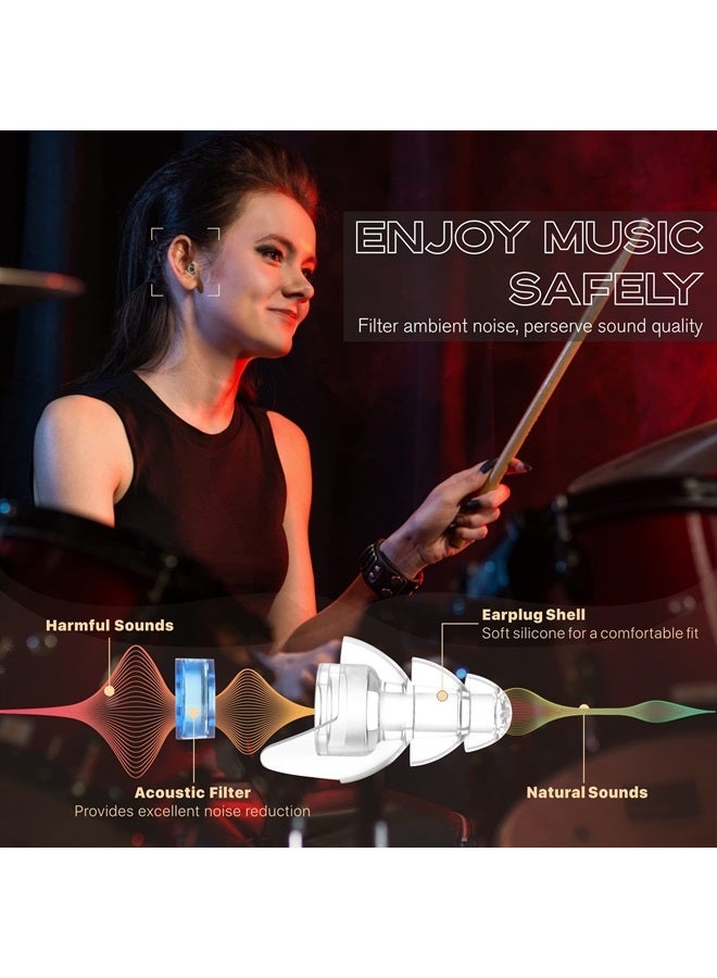 Hearprotek 2 Pairs High Fidelity Concert Ear Plugs, Silicone Reusable Noise Reduction Musicians Earplugs, Hearing Protection for Loud Music, Concerts - 23dB And 26dB  - Image 2