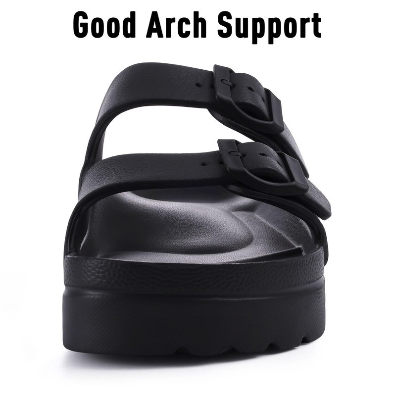 Goosecret Women's Platform Sandals with Arch Support Chunky Lightweight Foam Slip on Slides Comfortable Summer Beach Sandals with Adjustable Buckle Black, 41(size 10) - Image 5