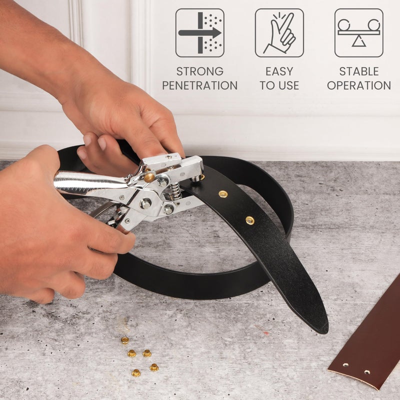 Kurtzy KURTZY 3/16 Inch Grommet Metal Tool - Eyelet Hole Punch Pliers Kit with 100 Eyelets - 7.2mm Gold Metal Grommets - Plier Puncher Set for Fabric, Leather, Belts, Canvas, Shoes, Bags and Craft Supplies - Image 2