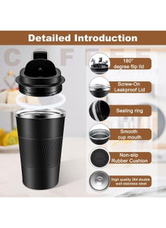 Bincoo Insulated Coffee Travel Mug 500ml Travel Coffee Mug with Leak-Proof Lid, Stainless Steel Vacuum Thermal Thermos to GO Leakproof, Tumbler Reusable Coffee Cup for Hot & Iced Drinks  - Image 2