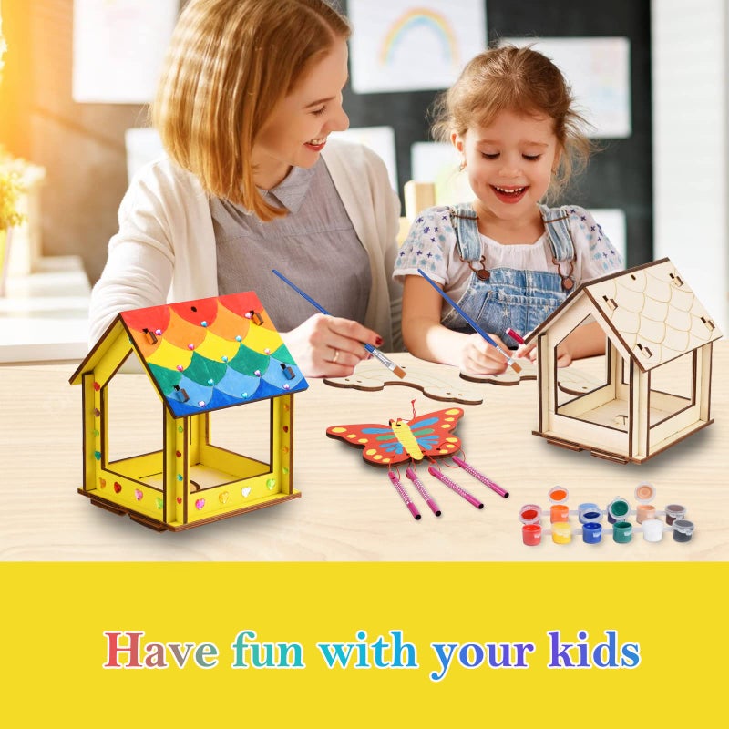 THWAS-LIGHT Kids Arts and Crafts for Outdoor,2 Pack Bird Feeder Wind Chime Kits for Children to Build and Paint, DIY Unfinished Wood STEM Painting Activities Crafts Toys for Boys Girls Ages 3-5 4-8 8-12 6-8 - Image 5