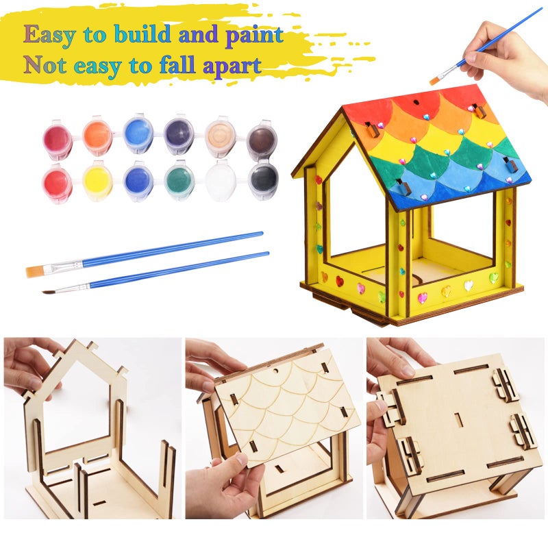 THWAS-LIGHT Kids Arts and Crafts for Outdoor,2 Pack Bird Feeder Wind Chime Kits for Children to Build and Paint, DIY Unfinished Wood STEM Painting Activities Crafts Toys for Boys Girls Ages 3-5 4-8 8-12 6-8 - Image 3