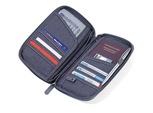 Troika Safe Flight TRV20/GY case for Travel documents, with Anti-scan Film for RFID Chips, Zip, 12 Inner compartments, Pen Loop, Made of Polyester, Grey/Orange, Original - Image 4