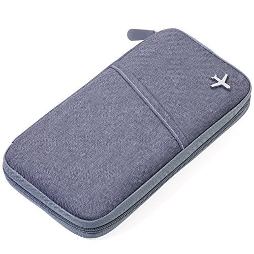 Troika Safe Flight TRV20/GY case for Travel documents, with Anti-scan Film for RFID Chips, Zip, 12 Inner compartments, Pen Loop, Made of Polyester, Grey/Orange, Original - Image 1