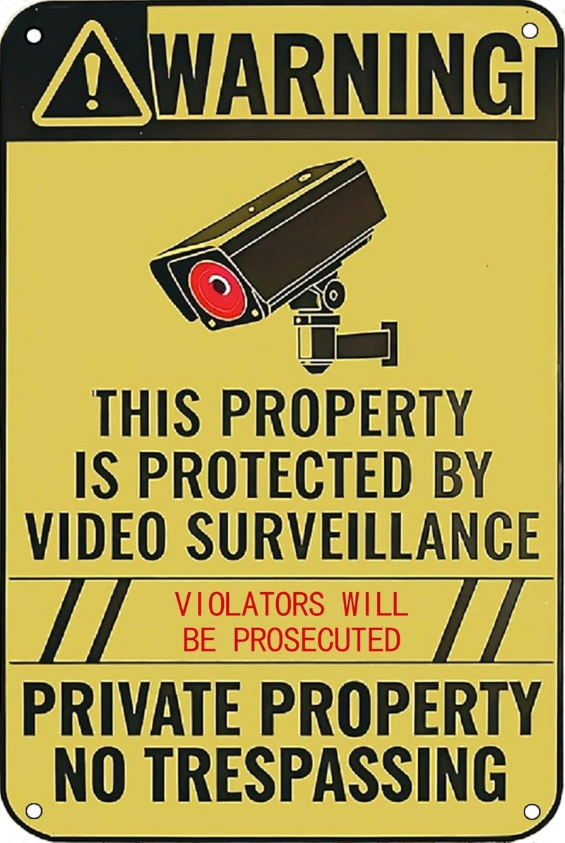 JACKGOLD This Property Is Protected By Video Surveillance Private Property No Trespassing Sign, Violators Will Be Prosecuted Sign, 12 x 8 Inches,Waterproof, Weather Resistant, Durable Ink, Easy to Mount - Image 1