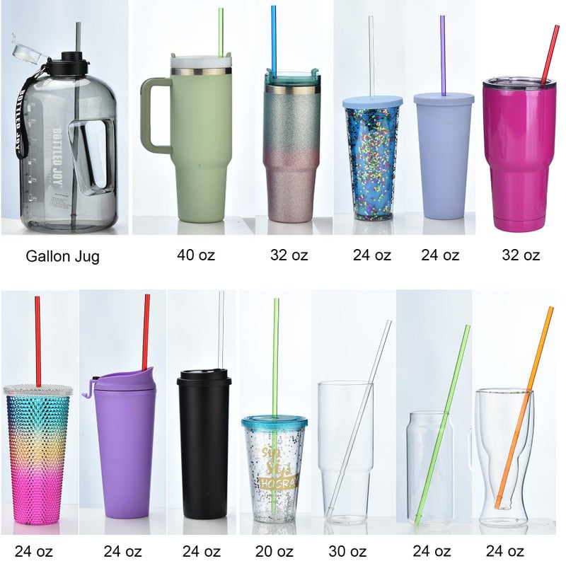 ALINK 13 inch Reusable Plastic Straws, Extra Long Colorful Tritan Tumbler Replacement Straws for Stanley Cups, 1 Gallon, 64/40/ 32 oz Water Bottles, Set of 10 with Brush - Image 4