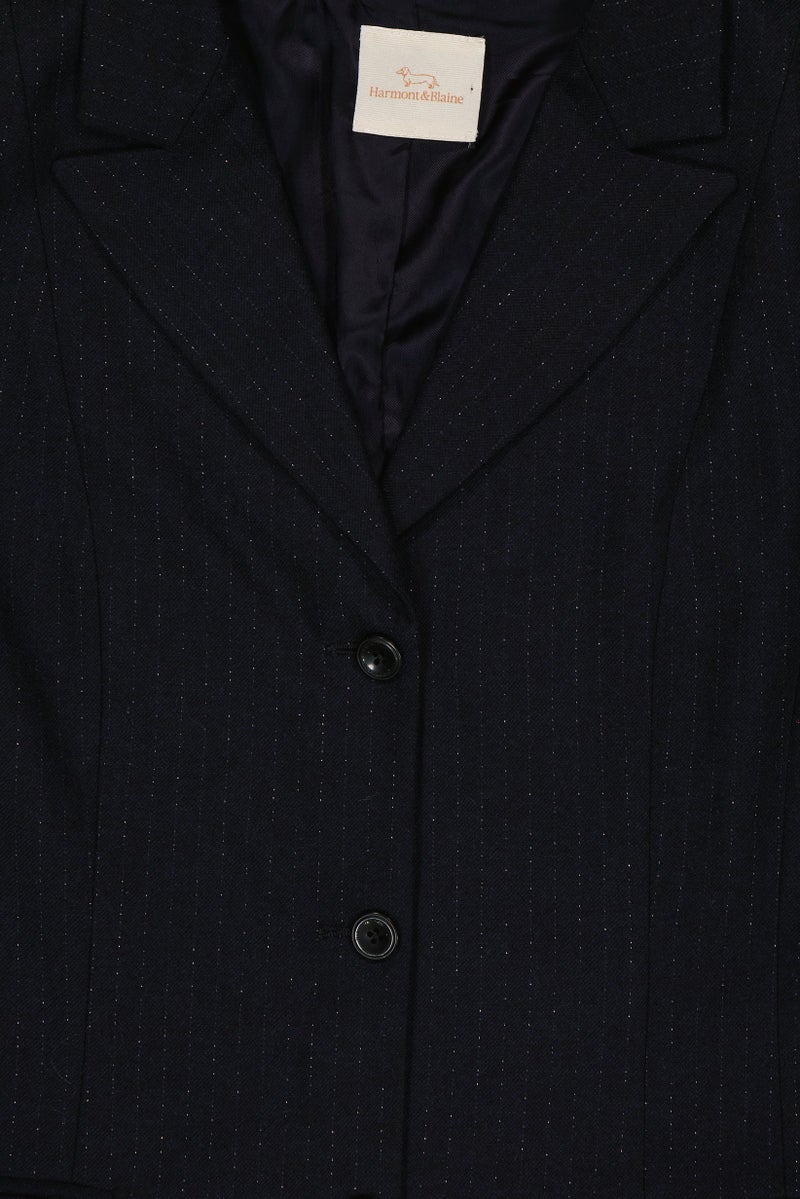 Harmont & Blaine Women Regular Fit Metallic Casual Blazer, Navy - Image 5