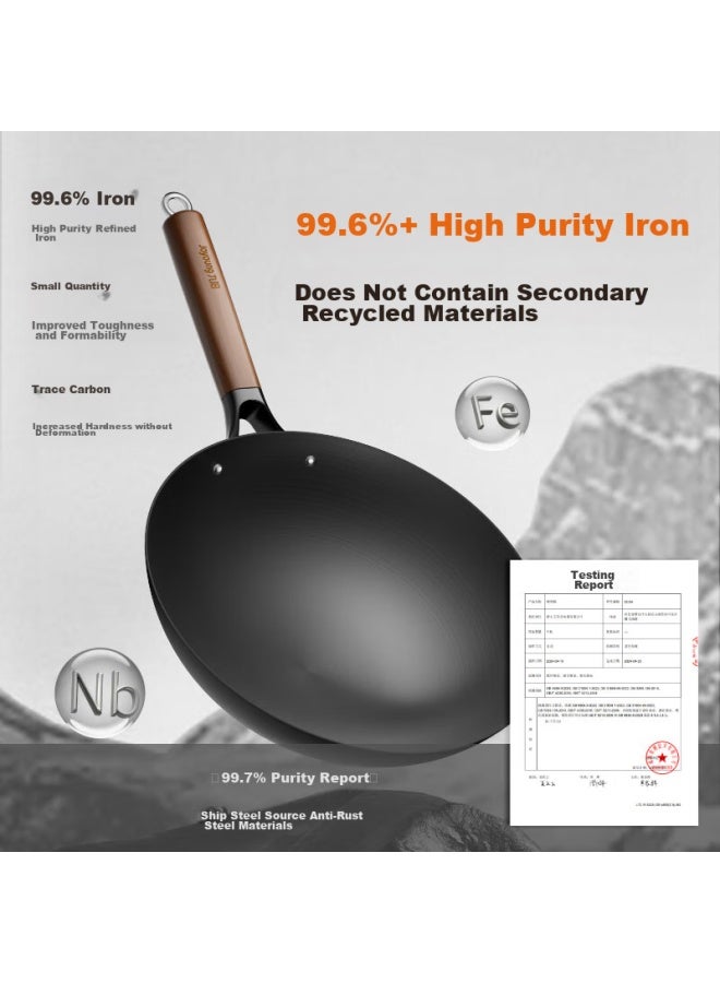 Joyoung Wok Iron Pan Healthy Non-coated Stir-fry Cast Iron Pan Rust-resistant No Seasoning Required 30cm For Open Flame Use - Image 2