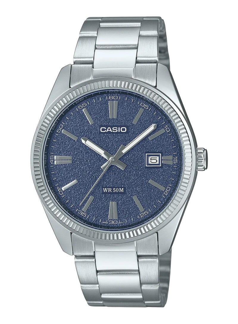 CASIO mtp-1302da-2a1vdf Analog Silver Stainless Steel Band with Blue Dial Men's Watch
