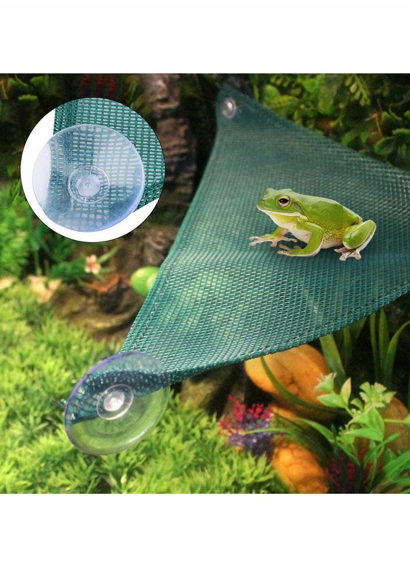 Excefore - Mesh Reptile Hammocks,Triangular Hanging Net Breathable Hammock Lounger with Suction Cups Artificial Hanging Vines Plants Reptile Leaves, for Reptile/Lizard/Geckos 26x26x38 CM - Image 1