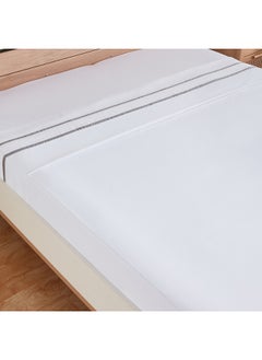 Home Box Grande Affordables White Haven Voul King/Super King Striped Cotton Flat Sheet - 270x260 cm  - Image 3