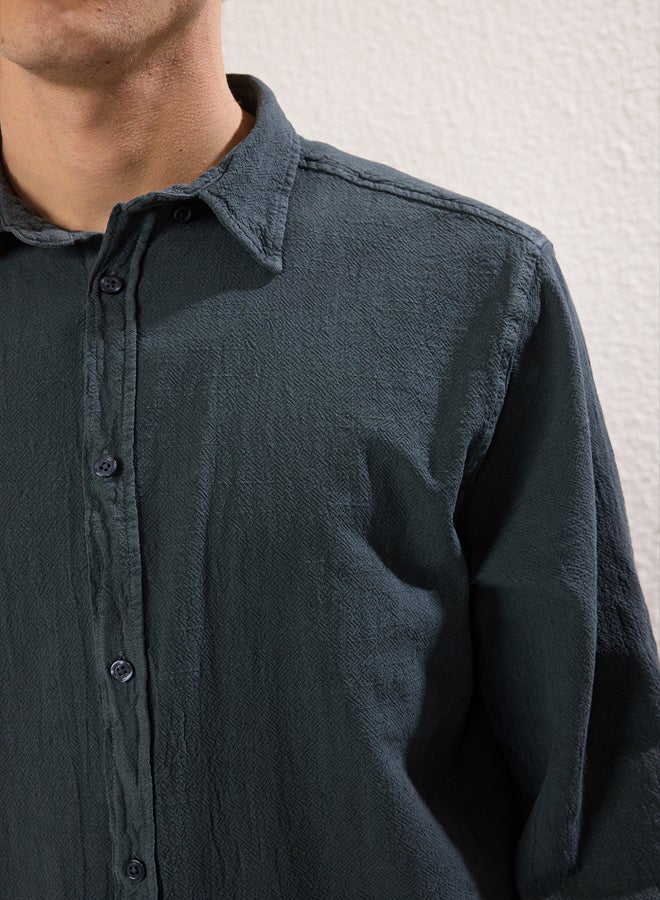 trendyol Anthracite Regular Fit Textured Shirt - Image 5