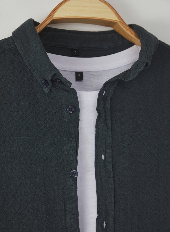 trendyol Anthracite Regular Fit Textured Shirt - Image 3