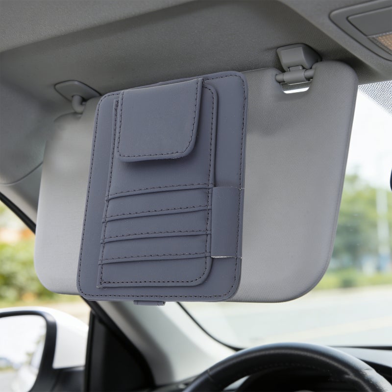 🚗 حقيبة تنظيم لواقي شمس السيارة زرقاء مع عدة جيوب للنظارات وأغراض صغيرة - Image 4