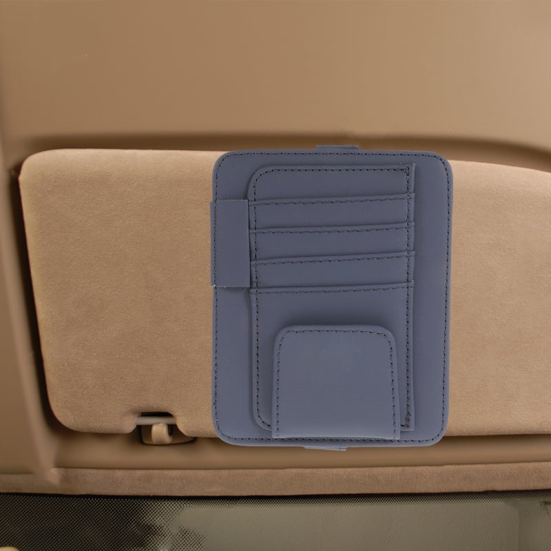 🚗 حقيبة تنظيم لواقي شمس السيارة زرقاء مع عدة جيوب للنظارات وأغراض صغيرة - Image 5
