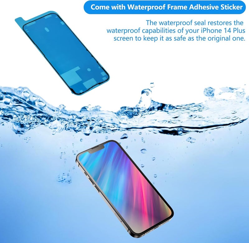 Diykitpl for iPhone 14 Plus Screen Replacement 6.7 Inch, 3D Touch LCD Display for A2886, A2632, A2885, A2888, A2887, with Repair Tools Kit+Waterproof Frame Sticker+Tempered Glass - Image 2