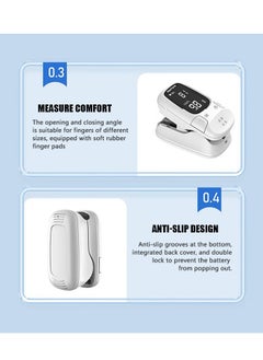 Heal Force Pulse Oximeter, Blood Oxygen Meter Finger (SpO2) with Plethysmograph and Perfusion Index, Portable OLED Display (White)  - Image 4