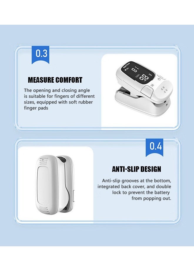 Heal Force - Pulse Oximeter, Blood Oxygen Meter Finger (SpO2) with Plethysmograph and Perfusion Index, Portable OLED Display (White) - Image 1