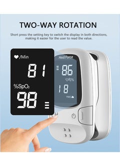 Heal Force Pulse Oximeter, Blood Oxygen Meter Finger (SpO2) with Plethysmograph and Perfusion Index, Portable OLED Display (White)  - Image 2