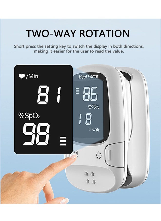 Heal Force - Pulse Oximeter, Blood Oxygen Meter Finger (SpO2) with Plethysmograph and Perfusion Index, Portable OLED Display (White) - Image 1