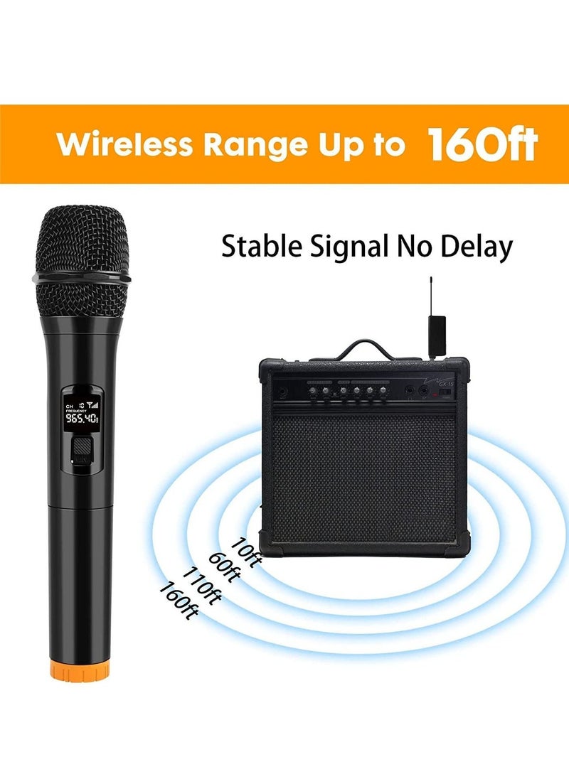 2 pack Wireless Unidirectional Microphone HAndheld Mic With Receiver 1/4 Output For Conference/Weddings/Church/Stage/Party/Karaoke, (Duel Cordless) (Black) - Image 4