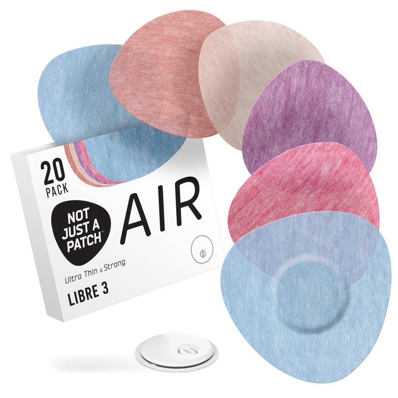 Not Just A Patch Air Libre 3 Plus Sensor Covers (20 Pack) - Thin, Strong and Light Adhesive Patches with Ultra-Hold 15+ Day Adhesion, Durable Freestyle Libre 3 Sensor Covers - Multicolor - Image 1