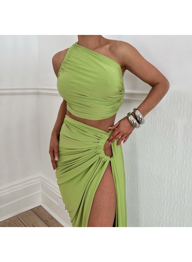 Women's Summer New Backless Tube Top Slim Split Skirt Suit - Image 1