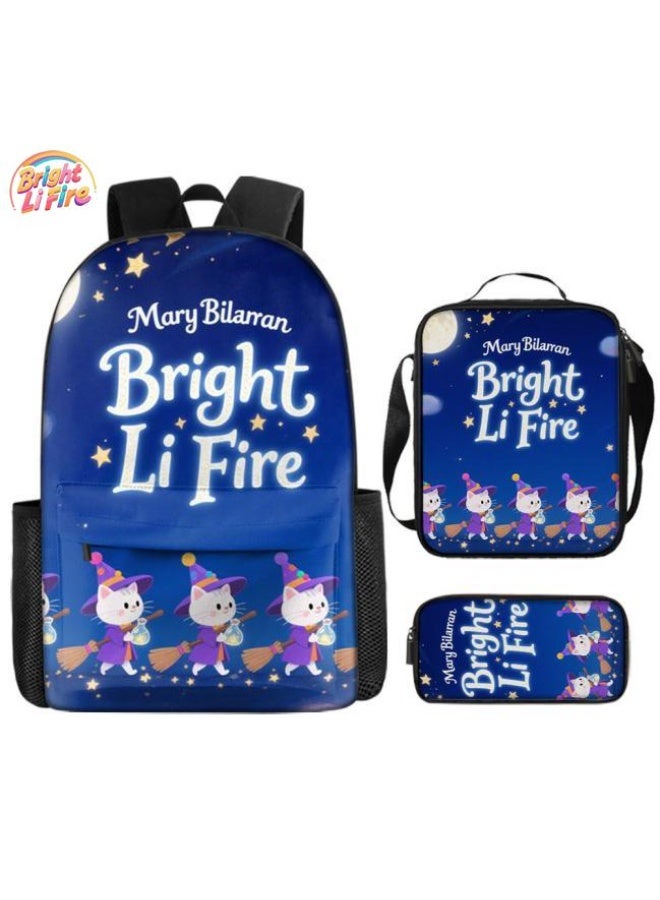 Bright Li Fire Three-piece set of cartoon bags, easily cope with various occasions (students, children, friends' outings, mountain climbing, schooling, etc.) | Backpack + hand-held + stationery bag | School season/holiday gifts - 65 - Image 1