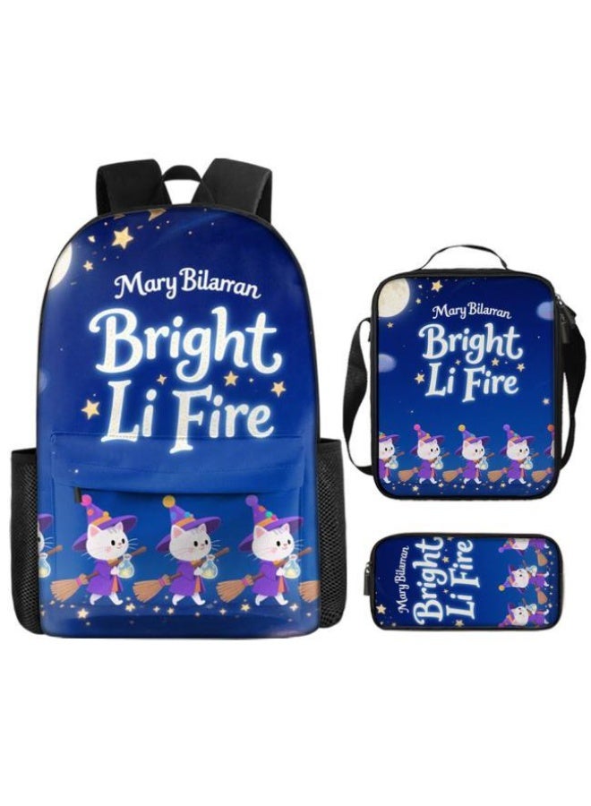 Bright Li Fire Three-piece set of cartoon bags, easily cope with various occasions (students, children, friends' outings, mountain climbing, schooling, etc.) | Backpack + hand-held + stationery bag | School season/holiday gifts - 65 - Image 2