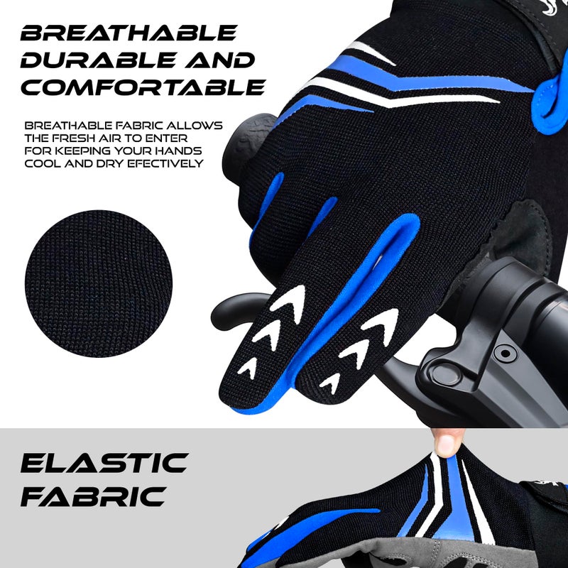 BEAST RAGE Full Finger Cycling Gloves with Padding for Men Women, Anti-Slip, Shock Absorbing, Breathable, Touchscreen Mountain Bike Gloves for BMX, MTB Riding, Road Racing, Bicycle (Blue, M) - Image 3