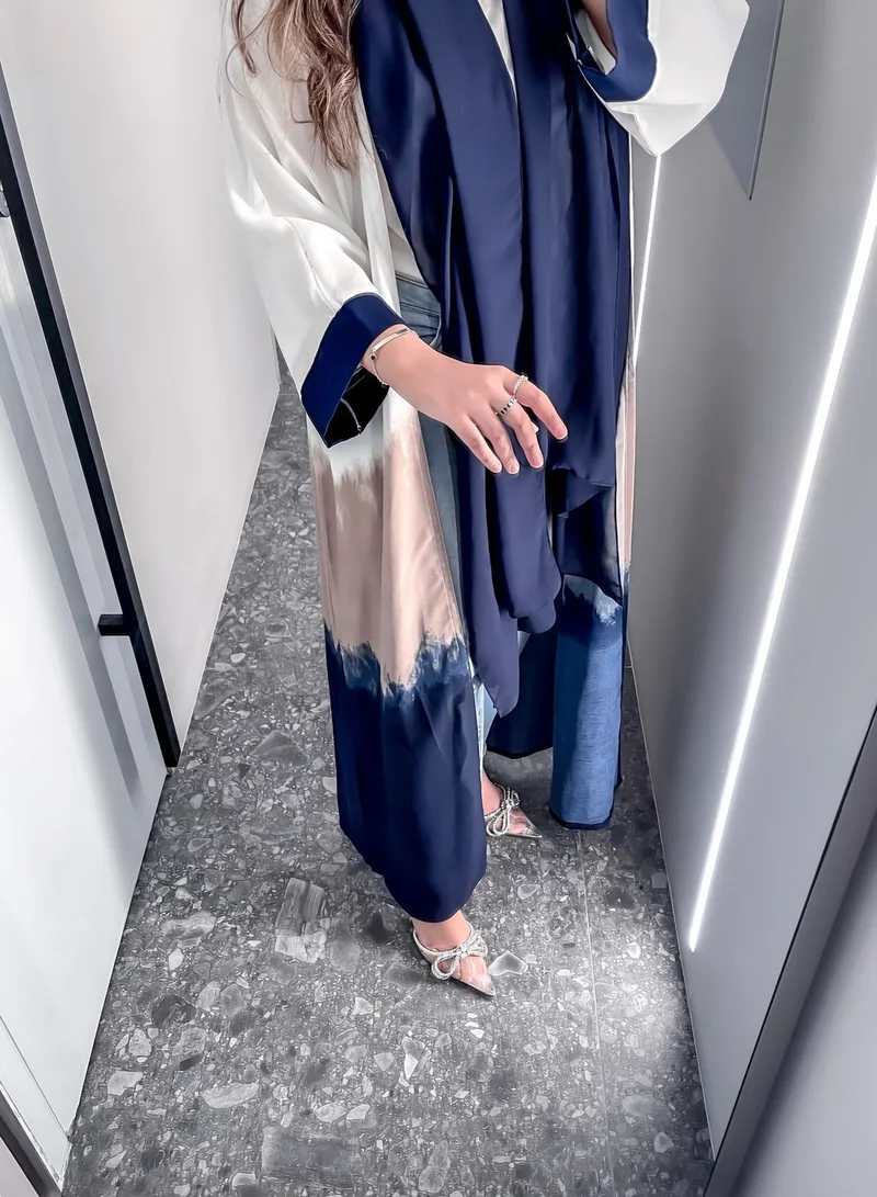MSquare Fashion MSquare Fashion Multicolor Open Abaya with plan headscarf